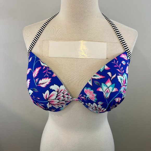 🌿4/$35🌿 SHADE SHORE‎ Blue Floral Padded Bikini Top (36DD) - Picture 2 of 9